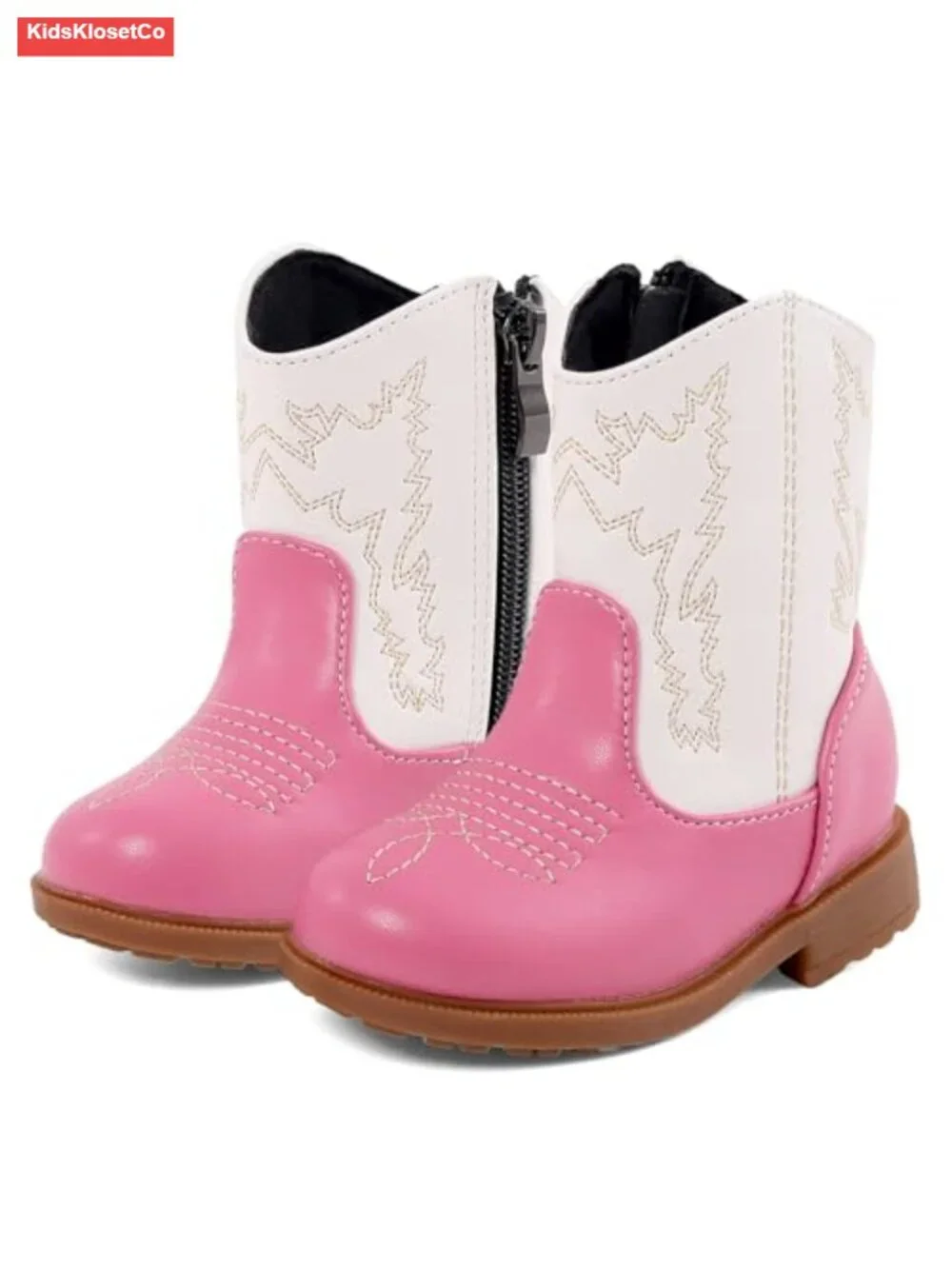 Toddler Western Embroidered Round Toe Boots with Zipper